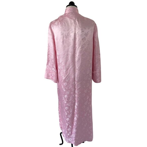 Softraiment Vintage Womens Silk Robe Size Large Pink Snap Front Floral Jacquard - Picture 4 of 16